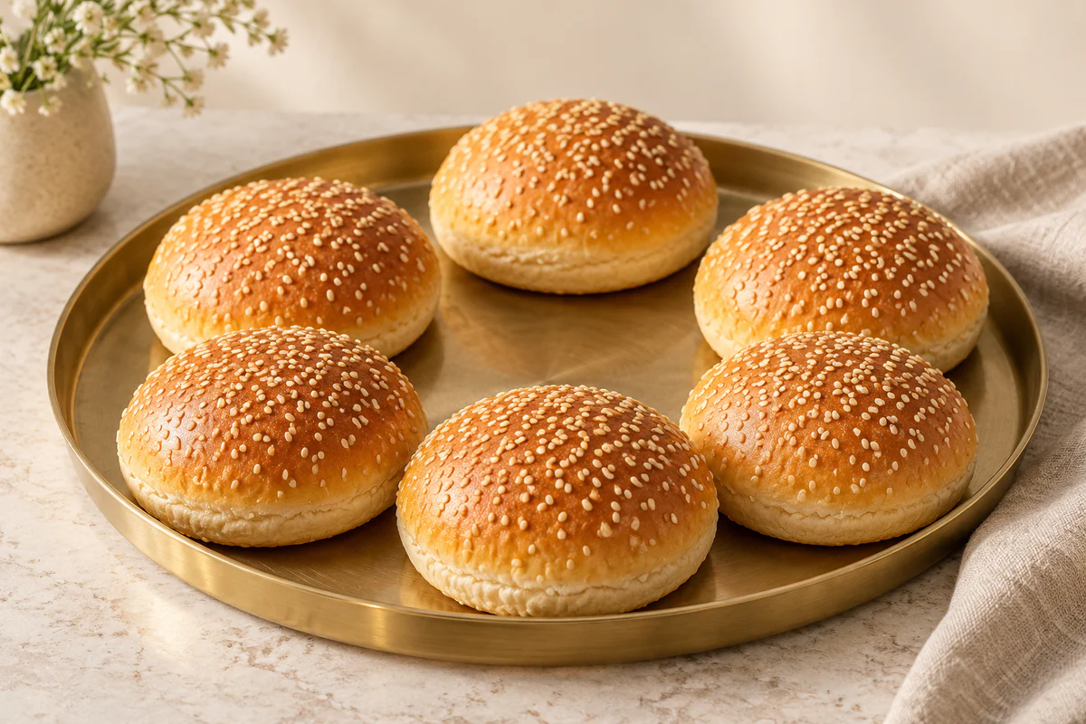 Runde Hamburgerbrötchen mit Sesam